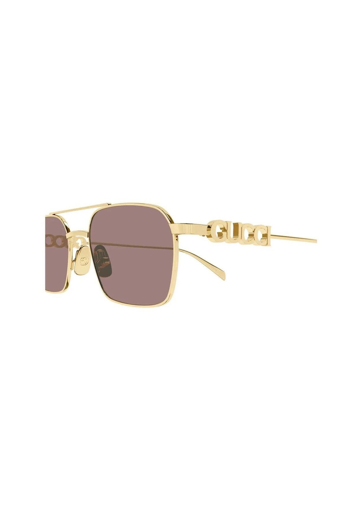 Gg 1804s 003 54 Unisex Dikdörtgen Gold Metal Güneş Gözlüğü