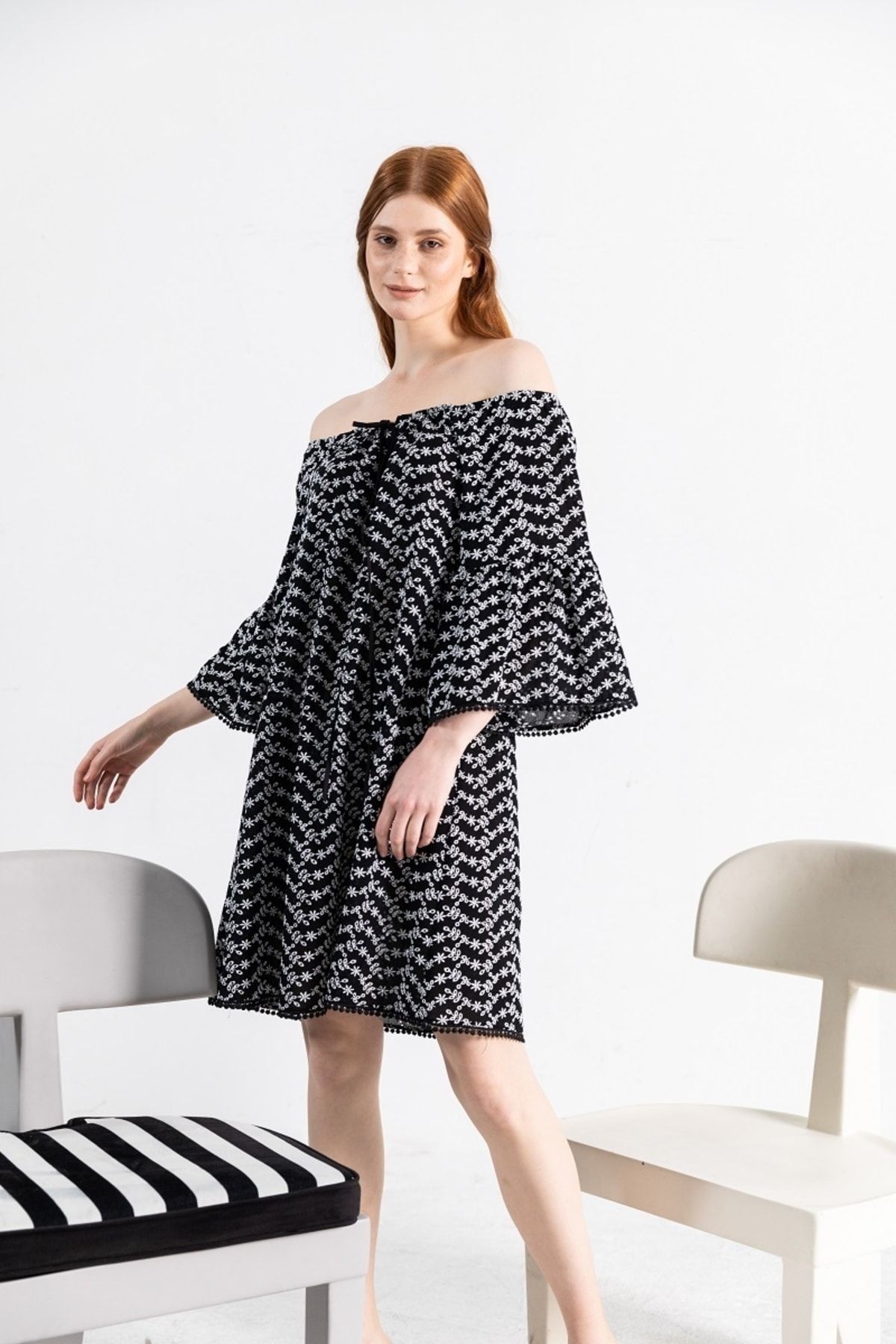 Omuzu Açık Over Size Siyah Elbise Benoıt Dress