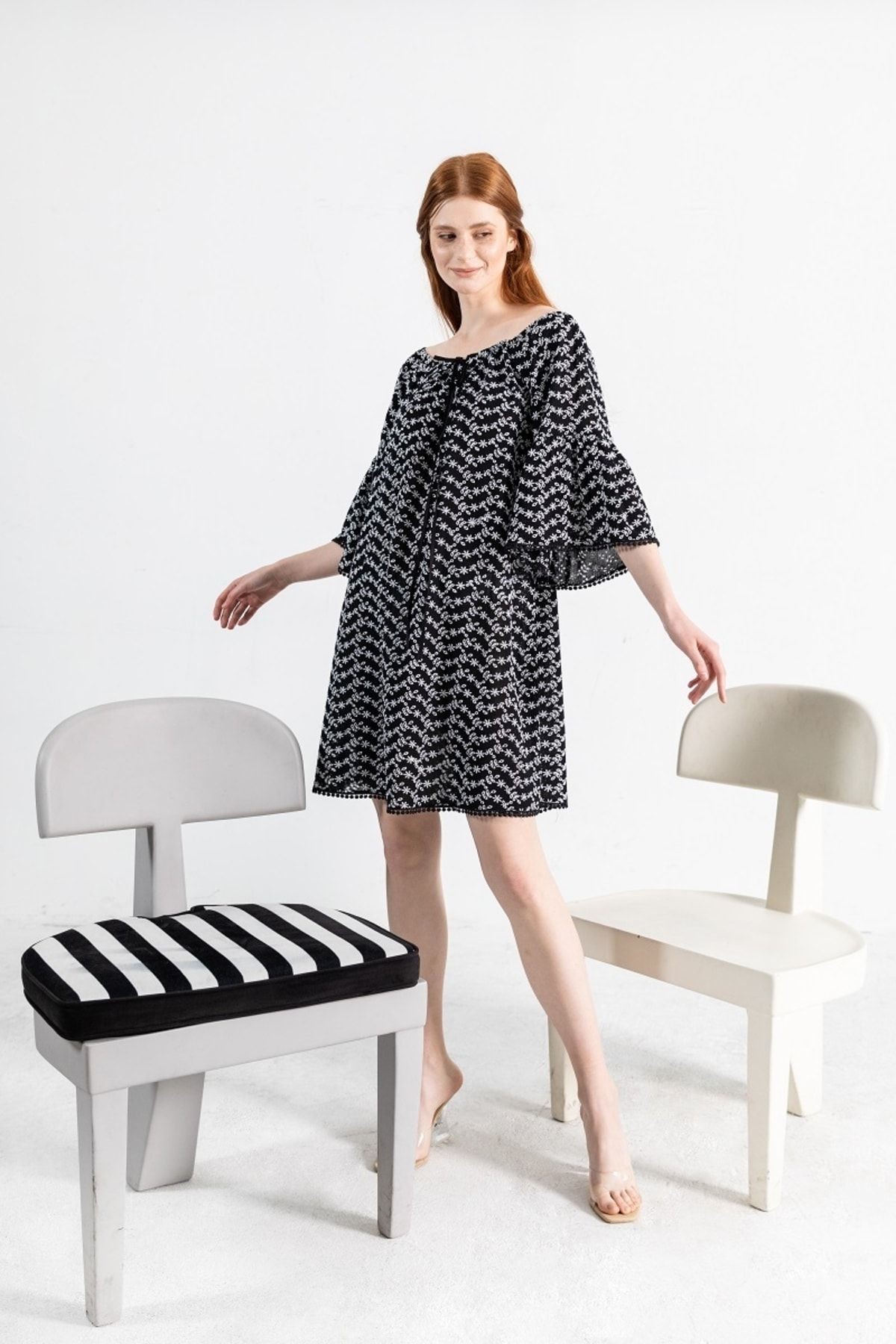 Omuzu Açık Over Size Siyah Elbise Benoıt Dress