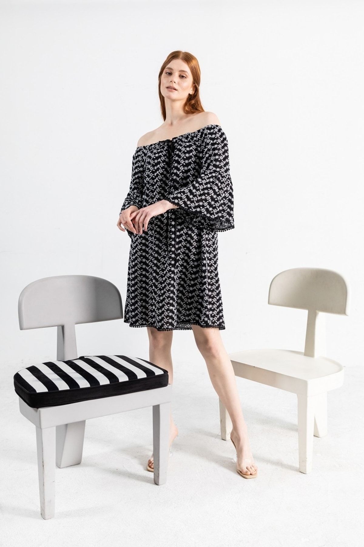 Omuzu Açık Over Size Siyah Elbise Benoıt Dress