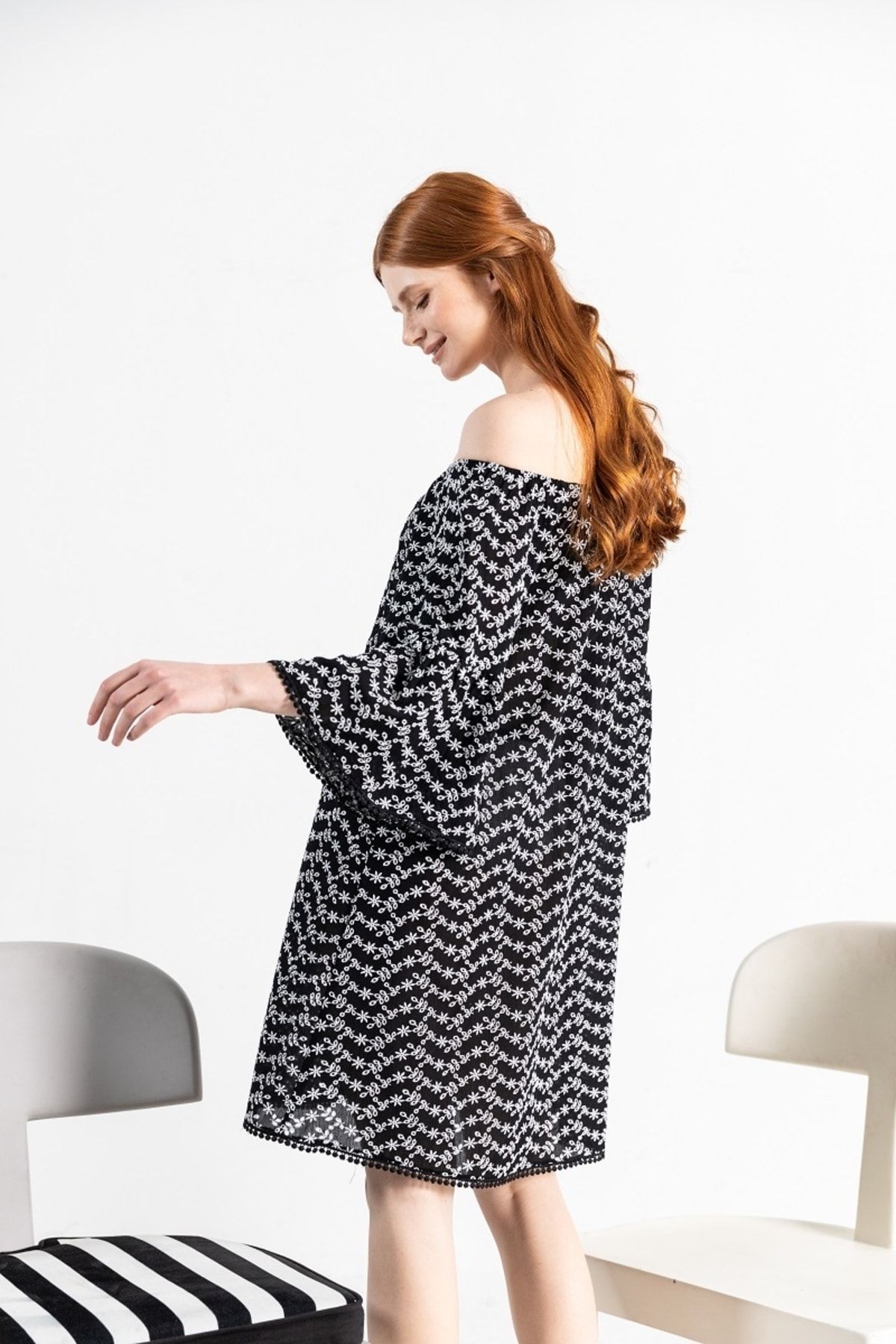 Omuzu Açık Over Size Siyah Elbise Benoıt Dress