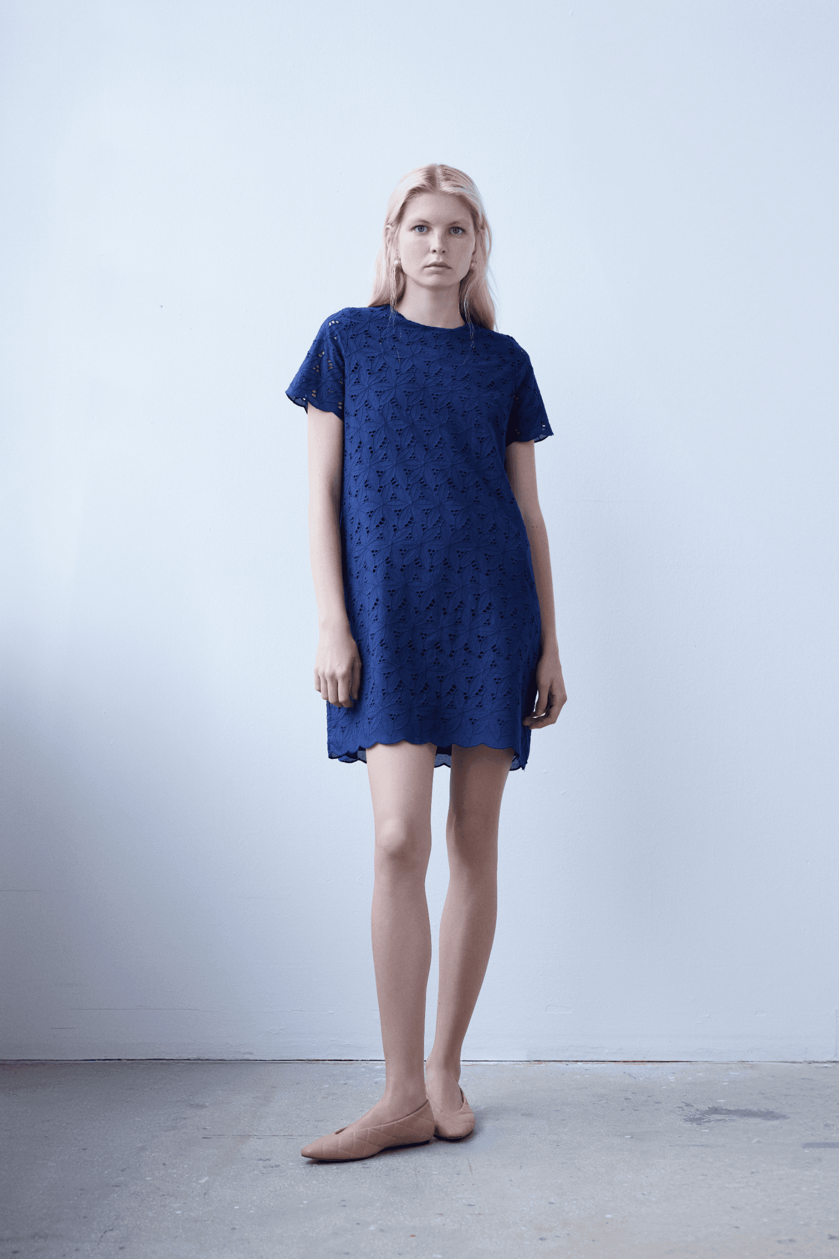 Organic Cotton Navy Mini Guipure Dress