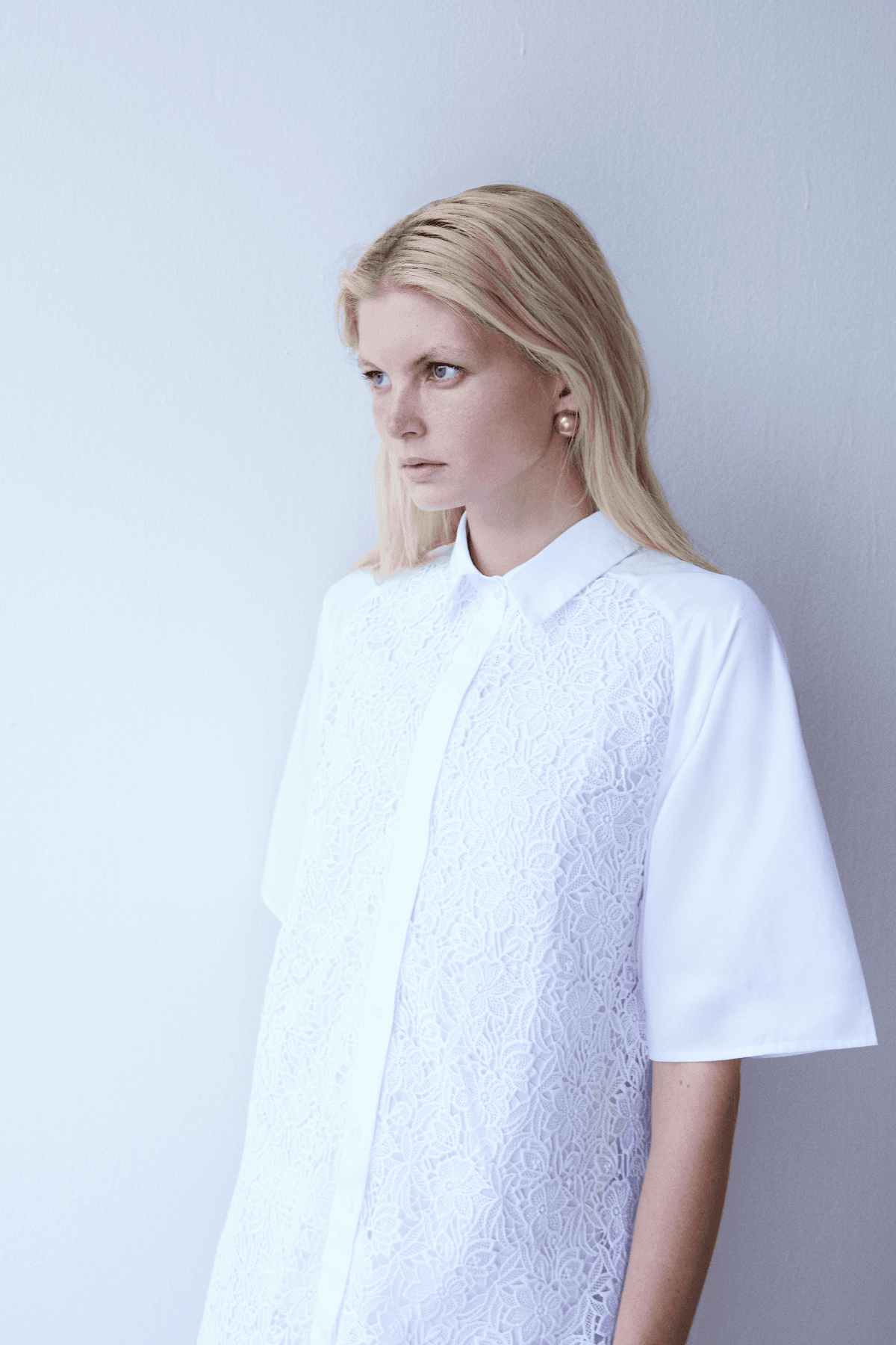 Floral Lace Detailed Pure Cotton Broderie Shirt Dress