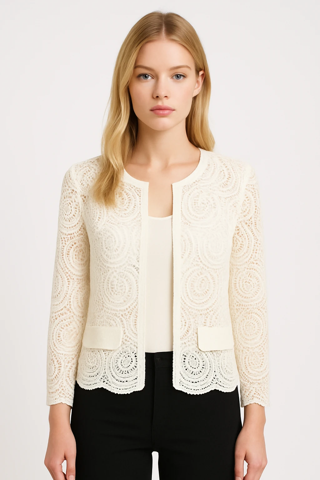 MARLEN Özel Nakışlı Ekru Dantel Ceket