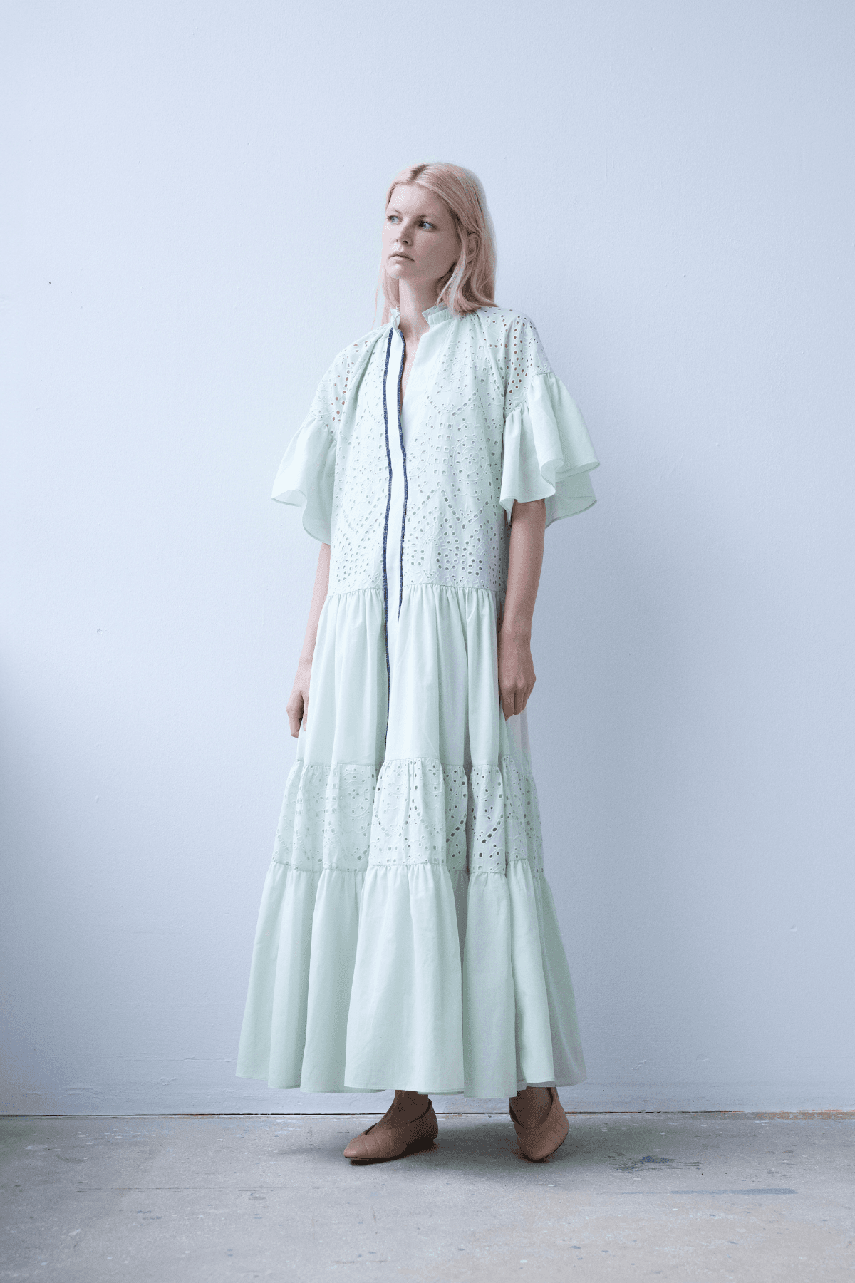 Pure Organic Cotton Mint Green Long Shirt Dress