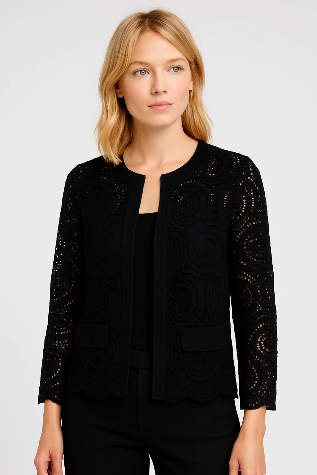 MARLEN Özel Nakışlı Siyah Dantel Ceket