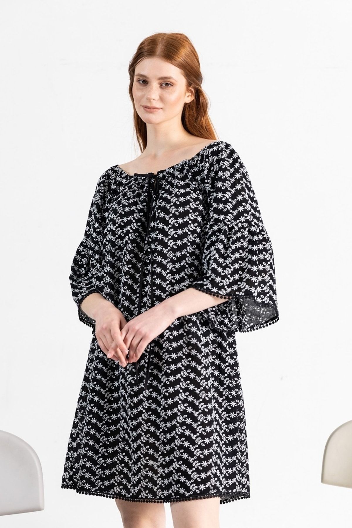 Omuzu Açık Over Size Siyah Elbise Benoıt Dress
