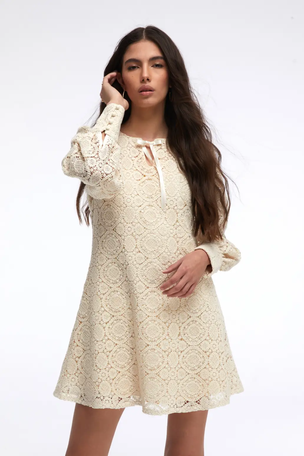 Mini Geometrik Desenli Etek - Olive