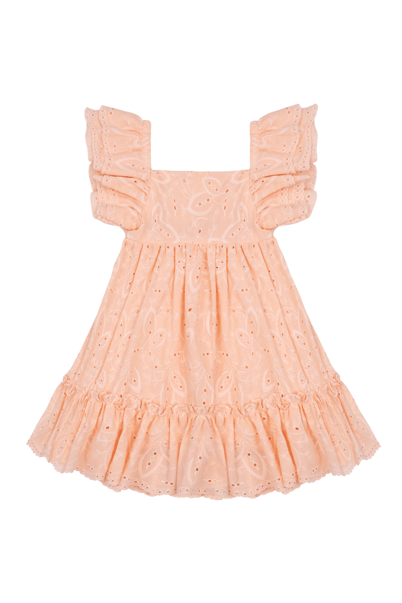 Pure Organic Cotton Ruffle Detailed Pink Girl's Dress