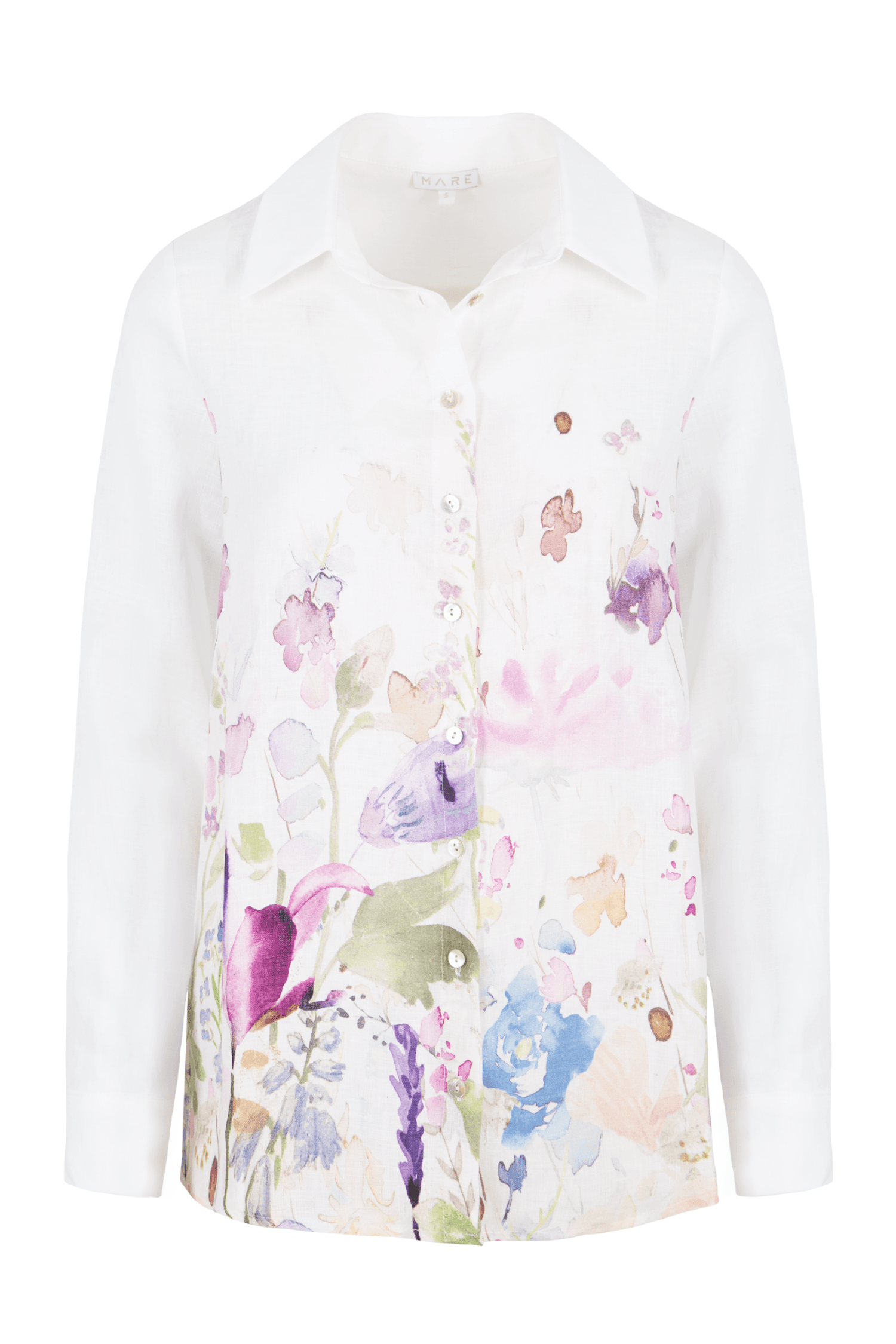 Floral Printed Pure Linen White Shirt
