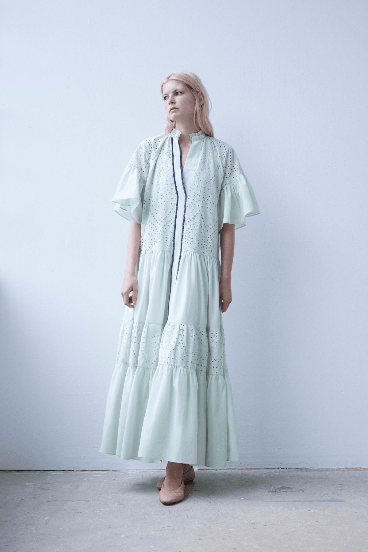 Pure Organic Cotton Mint Green Long Shirt Dress