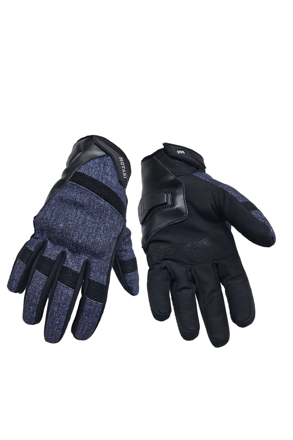 Motari Softshell Suya Dayanıklı Yumruk ve Avuç Içi Korumalı Denim Kışlık Motosiklet Eldiveni, Rüzgar Geçirmez