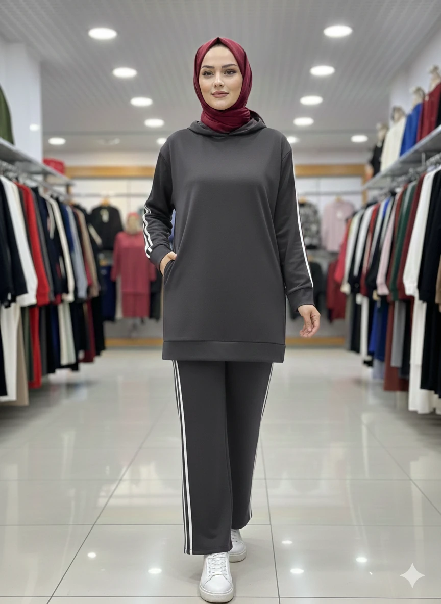 KAPŞONLU BİYELİ SPOR TAKIM-ANTRASİT