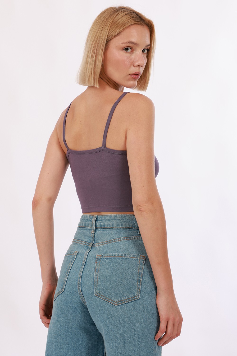 Kadın Askılı Crop 2'li Set - Mor, Lacivert