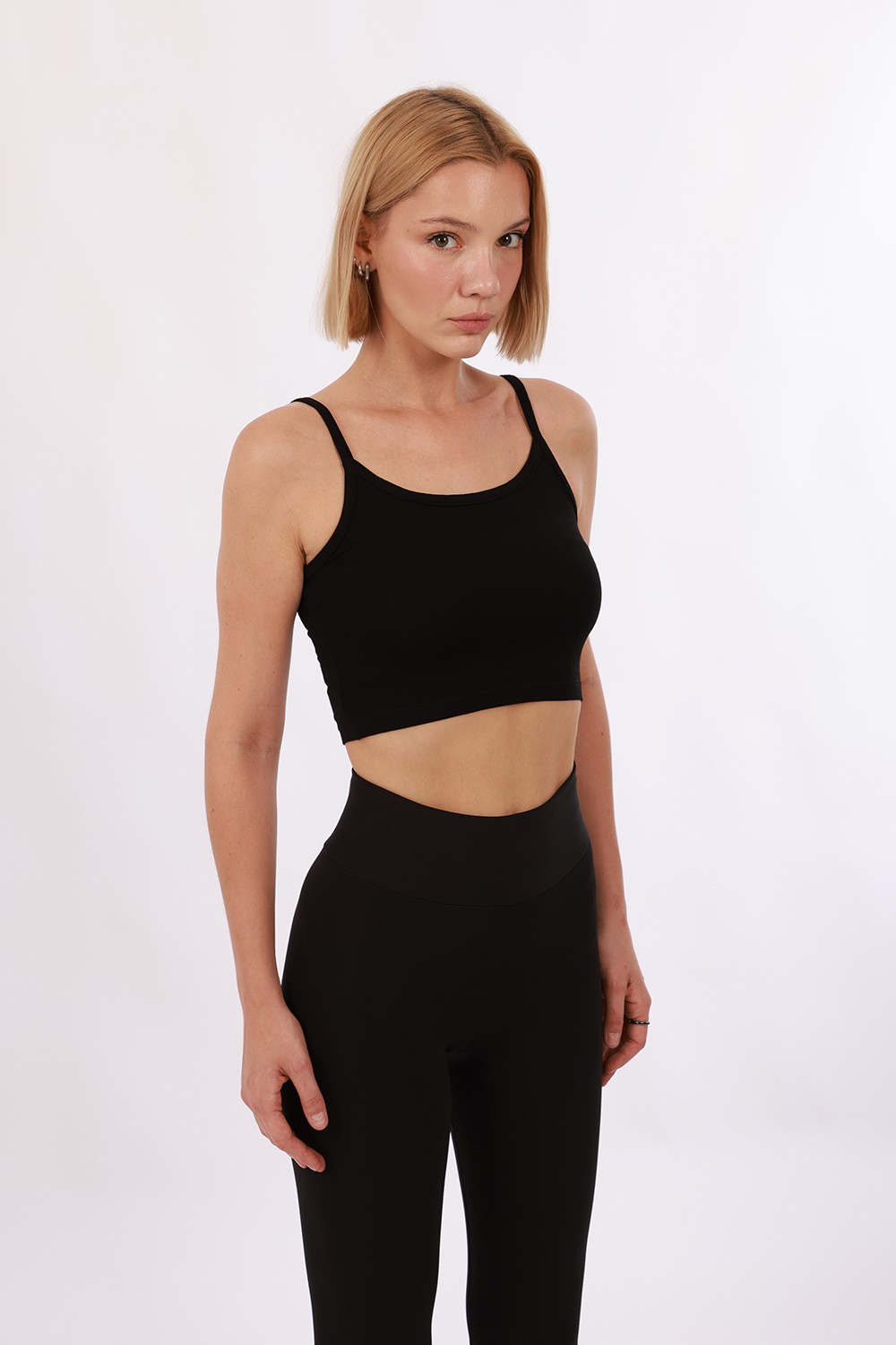 Kadın Askılı Crop 2'li Set - 2'li Siyah