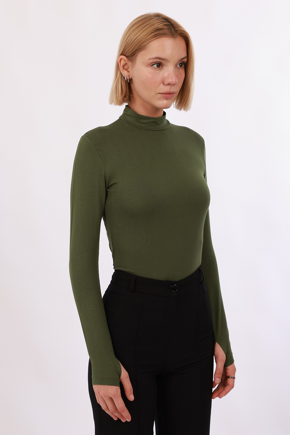 Kadın Parmak Detaylı Body 4’lü Set - Ekru,Lacivert,Kahverengi,Yeşil