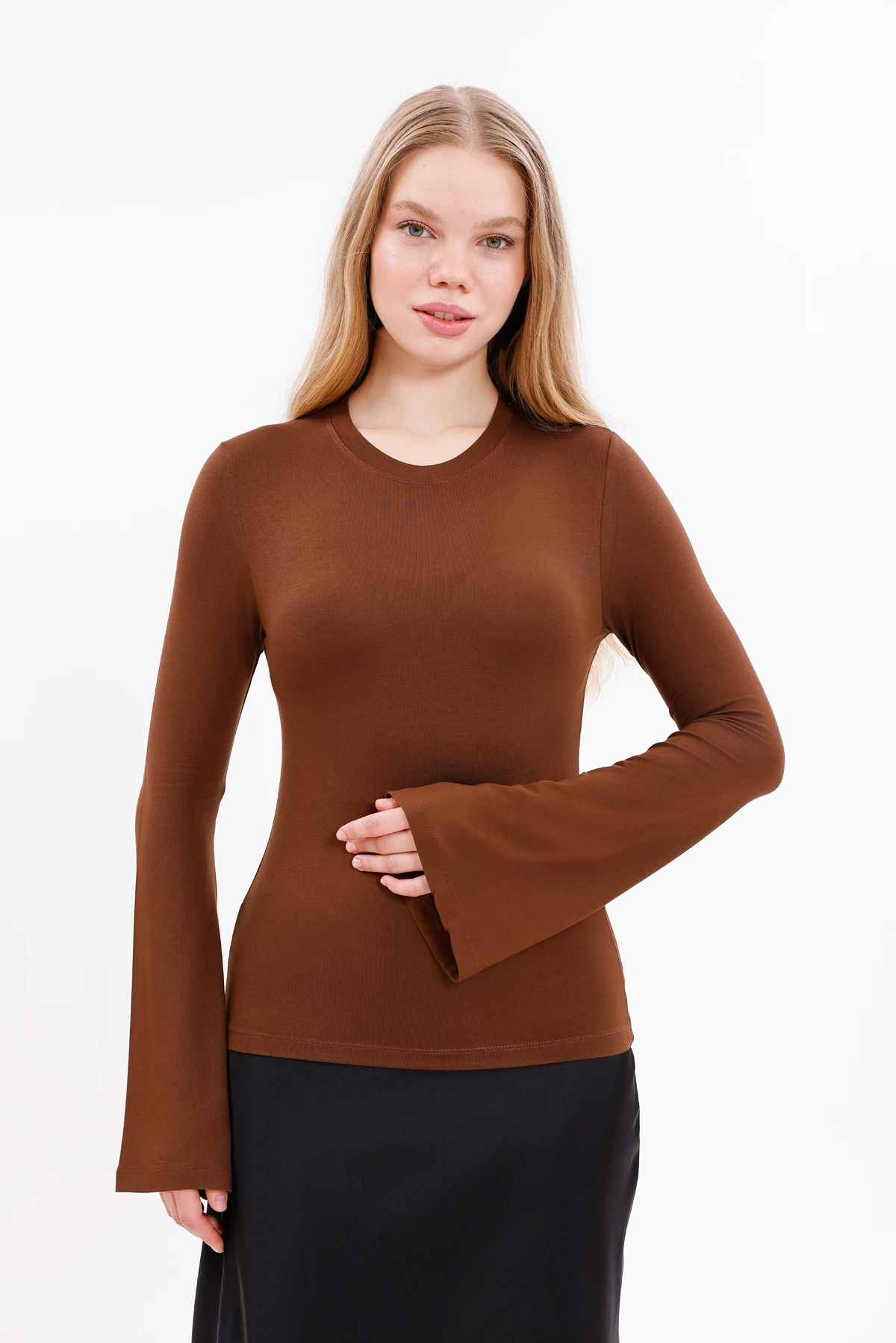 Kadın İspanyol Kol Body - Kahverengi