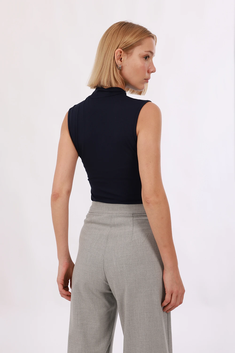 Kadın Kolsuz Bluz - Lacivert