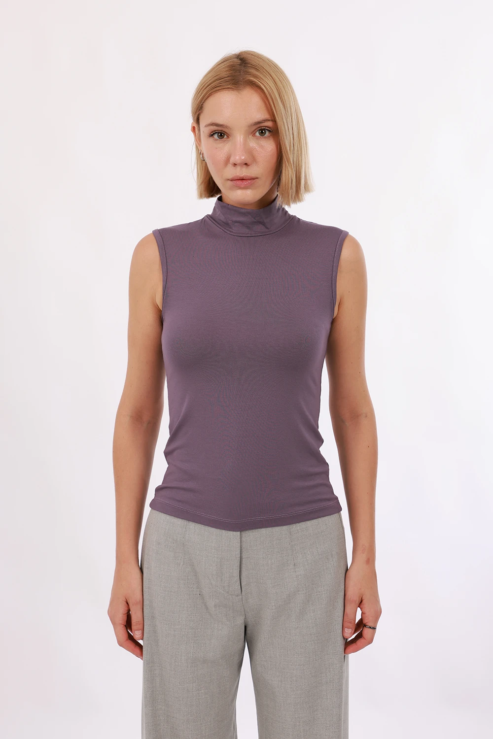 Kadın Kolsuz Bluz - Mor