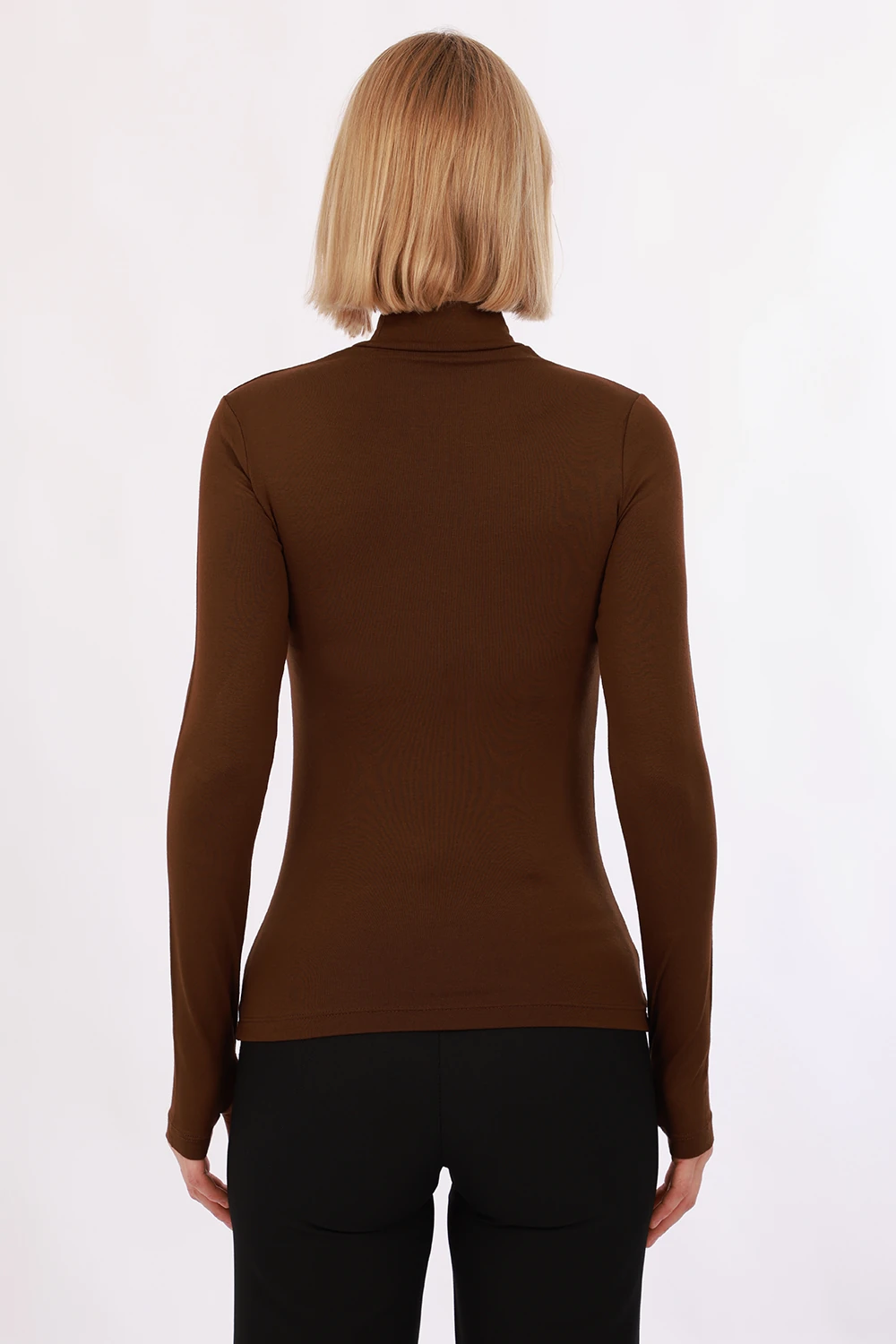 Kadın Parmak Detaylı Body - Kahverengi