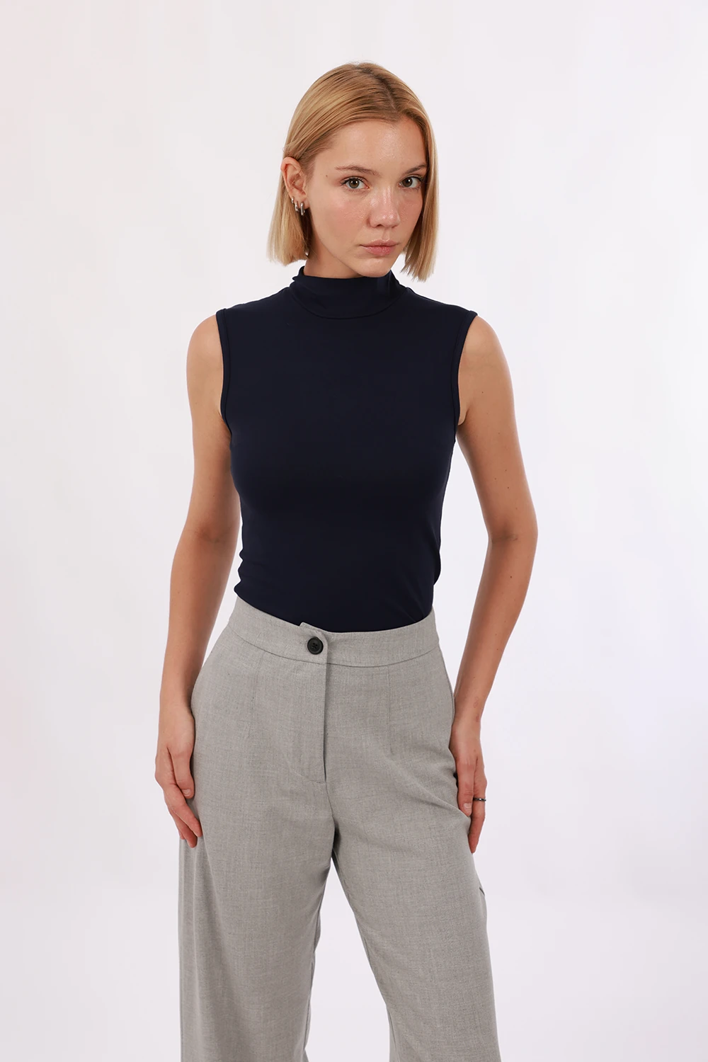 Kadın Kolsuz Bluz 2’li Set - Lacivert, Kahverengi