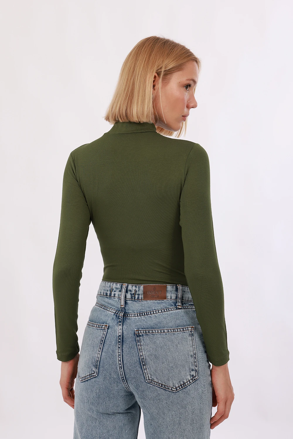 Kadın Uzun Kol Body - Haki