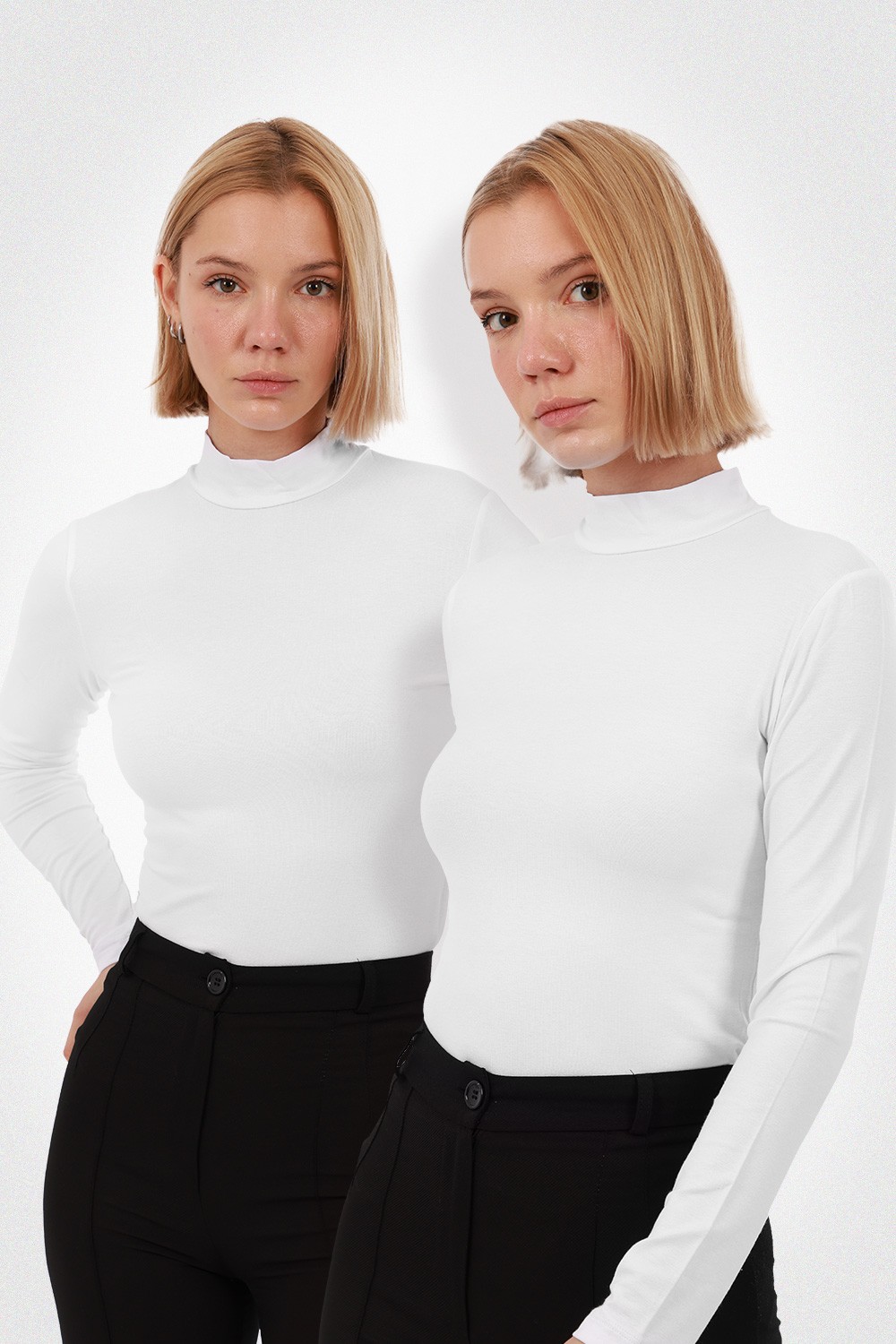 Kadın Uzun Kol Body 2’li Set - 2'li Beyaz