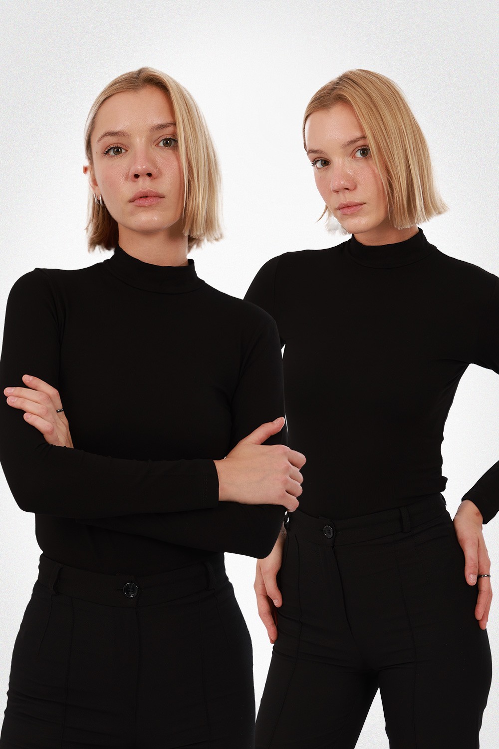 Kadın Uzun Kol Body 2’li Set - 2'li Siyah