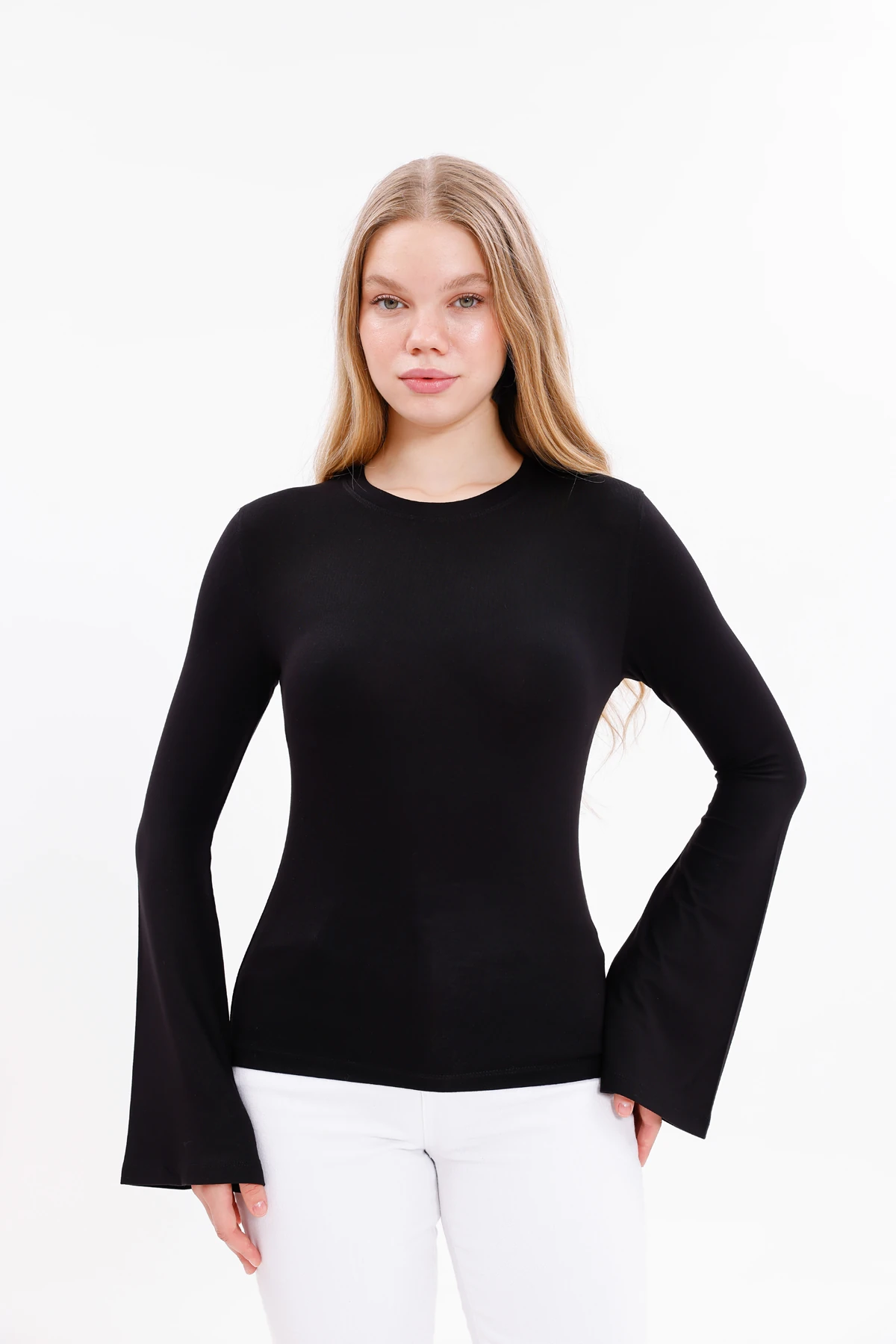 Kadın İspanyol Kol Body - Siyah