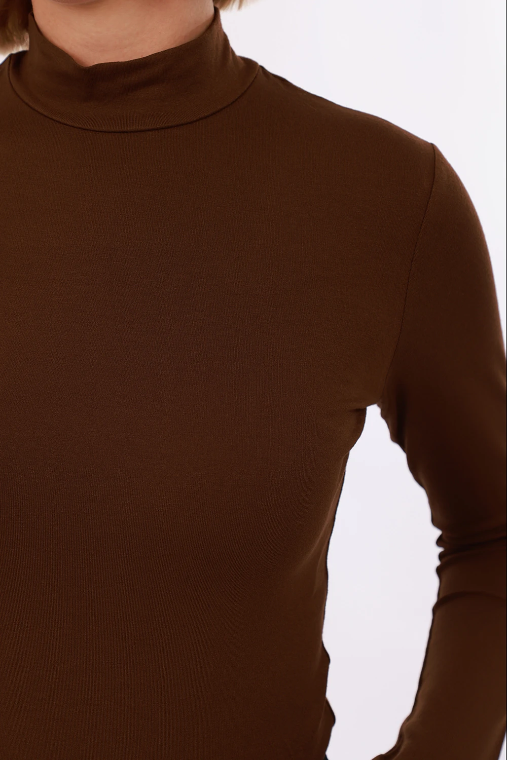 Kadın Parmak Detaylı Body - Kahverengi