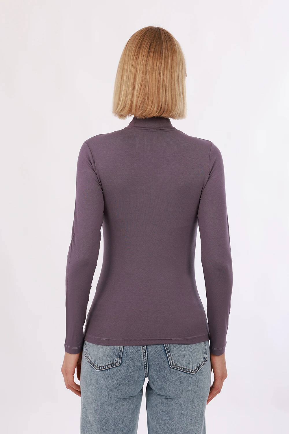 Kadın Uzun Kol Body - Mor