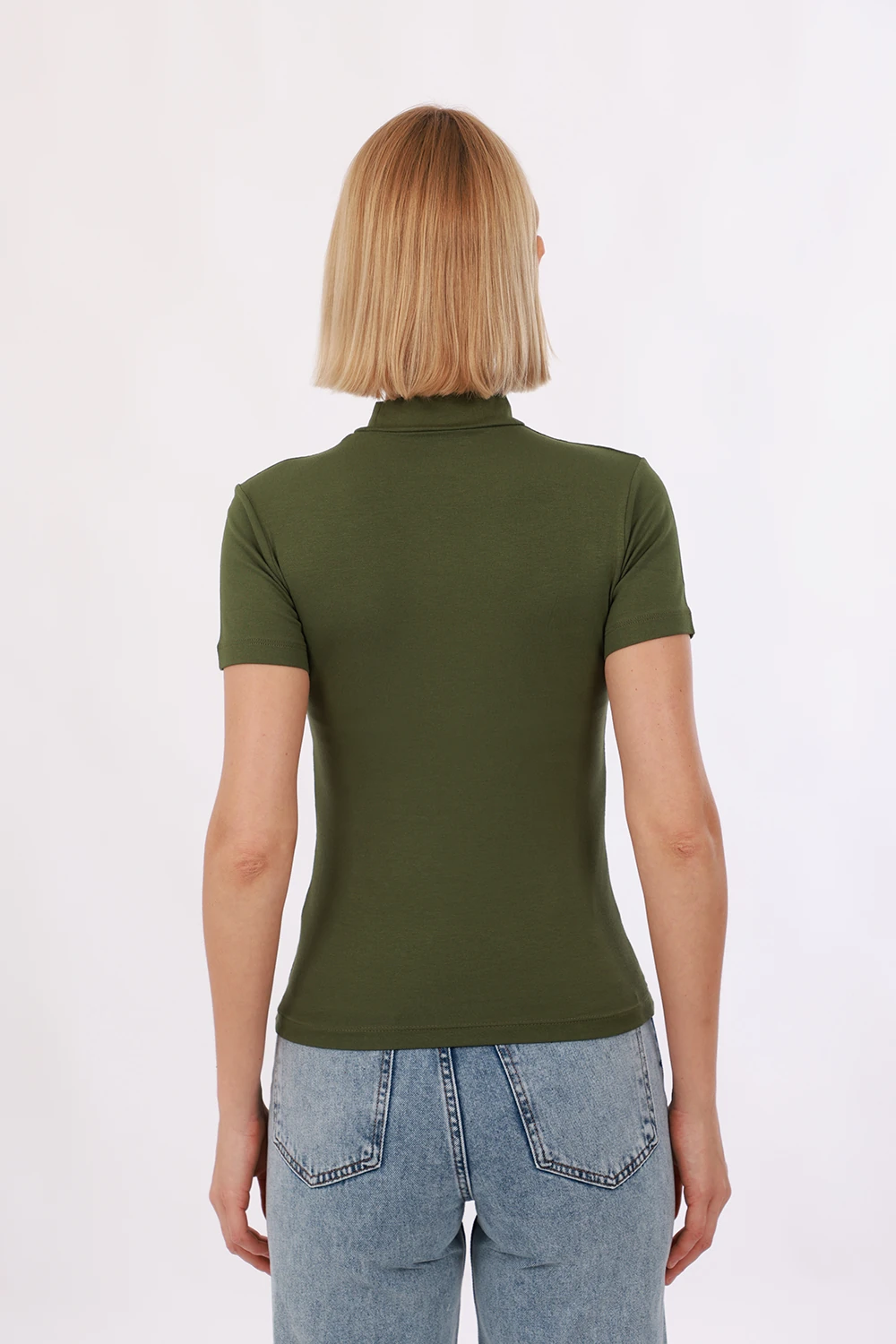 Kadın Kısa Kol Bluz - Haki