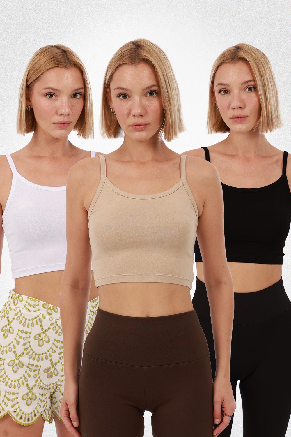 Kadın Askılı Crop 3'lü Set