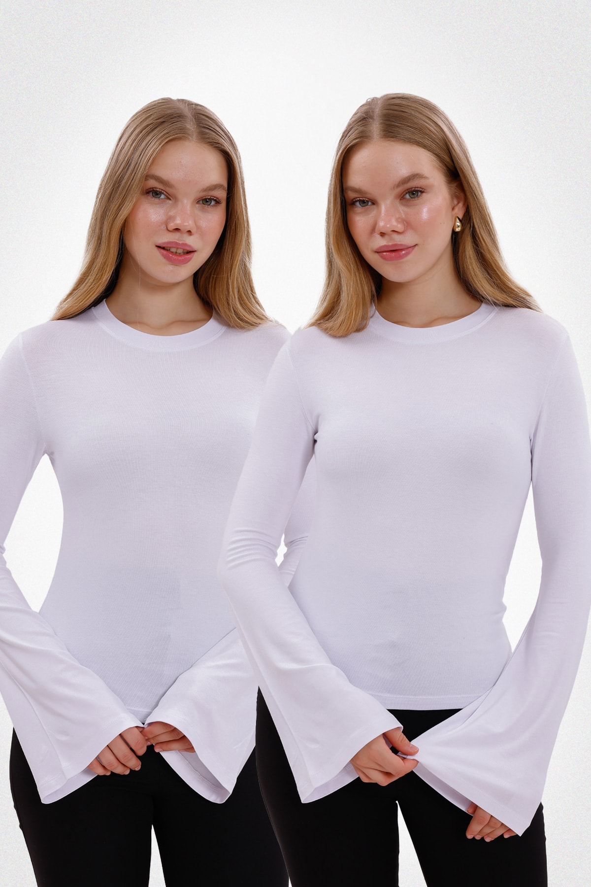 Kadın İspanyol Kol Body 2’li Set - Beyaz, Beyaz