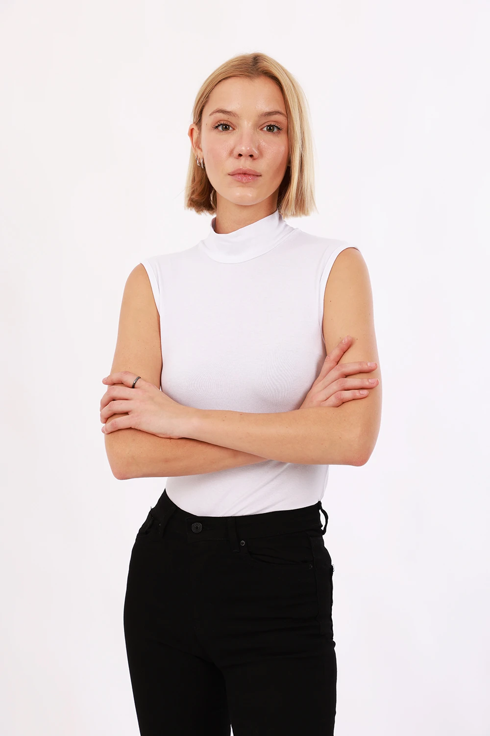 Kadın Kolsuz Bluz 2’li Set - Beyaz, Beyaz