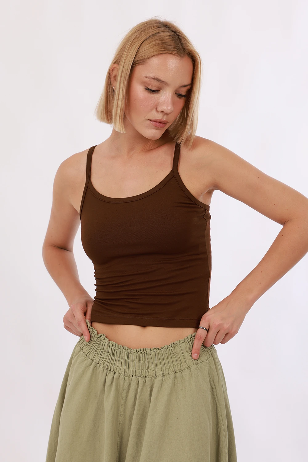 Kadın Askılı Atlet - Kahverengi