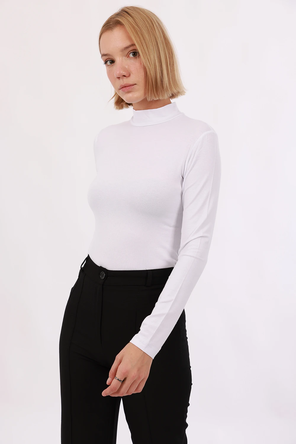 Kadın Uzun Kol Body - Beyaz