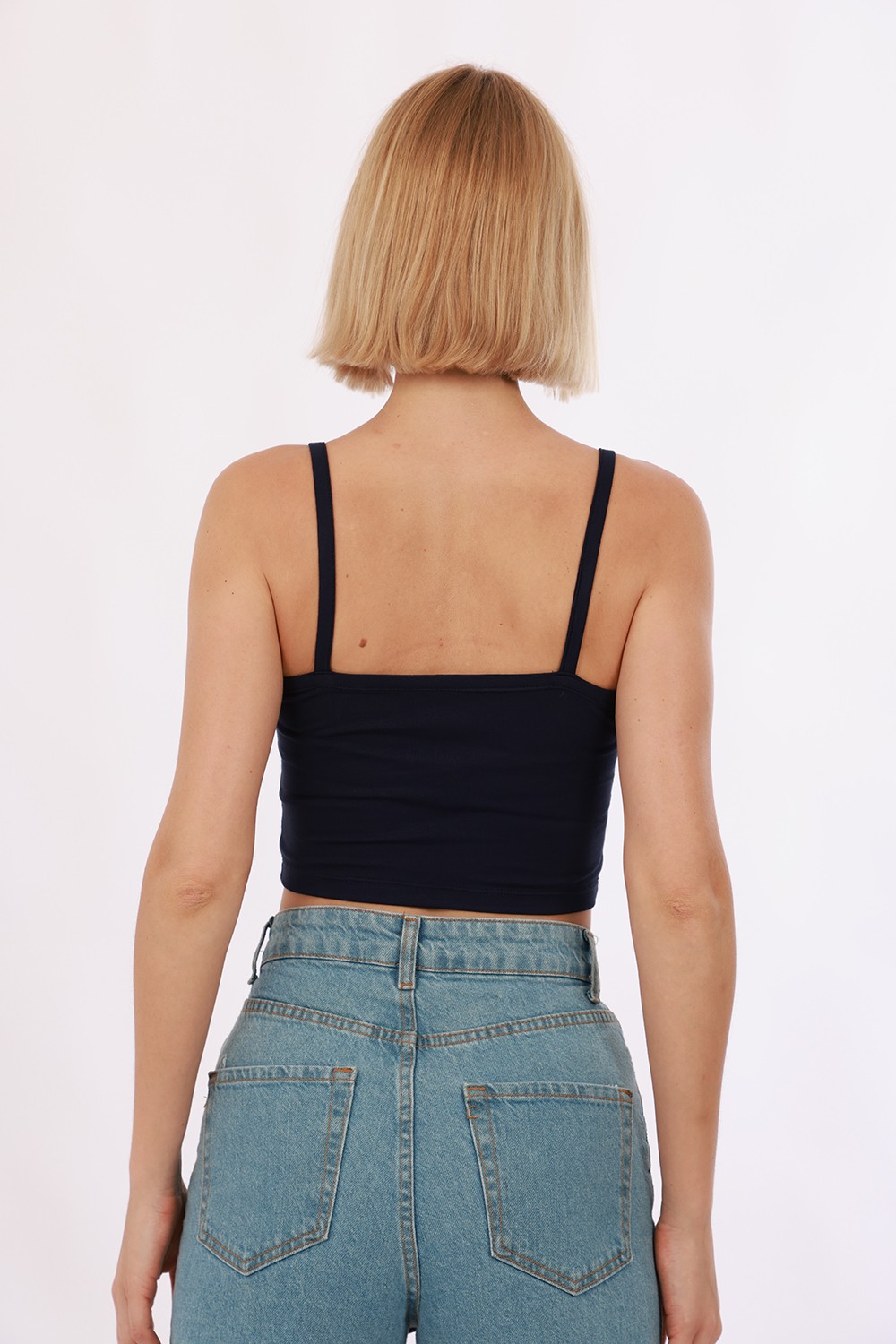 Kadın Askılı Crop - Lacivert