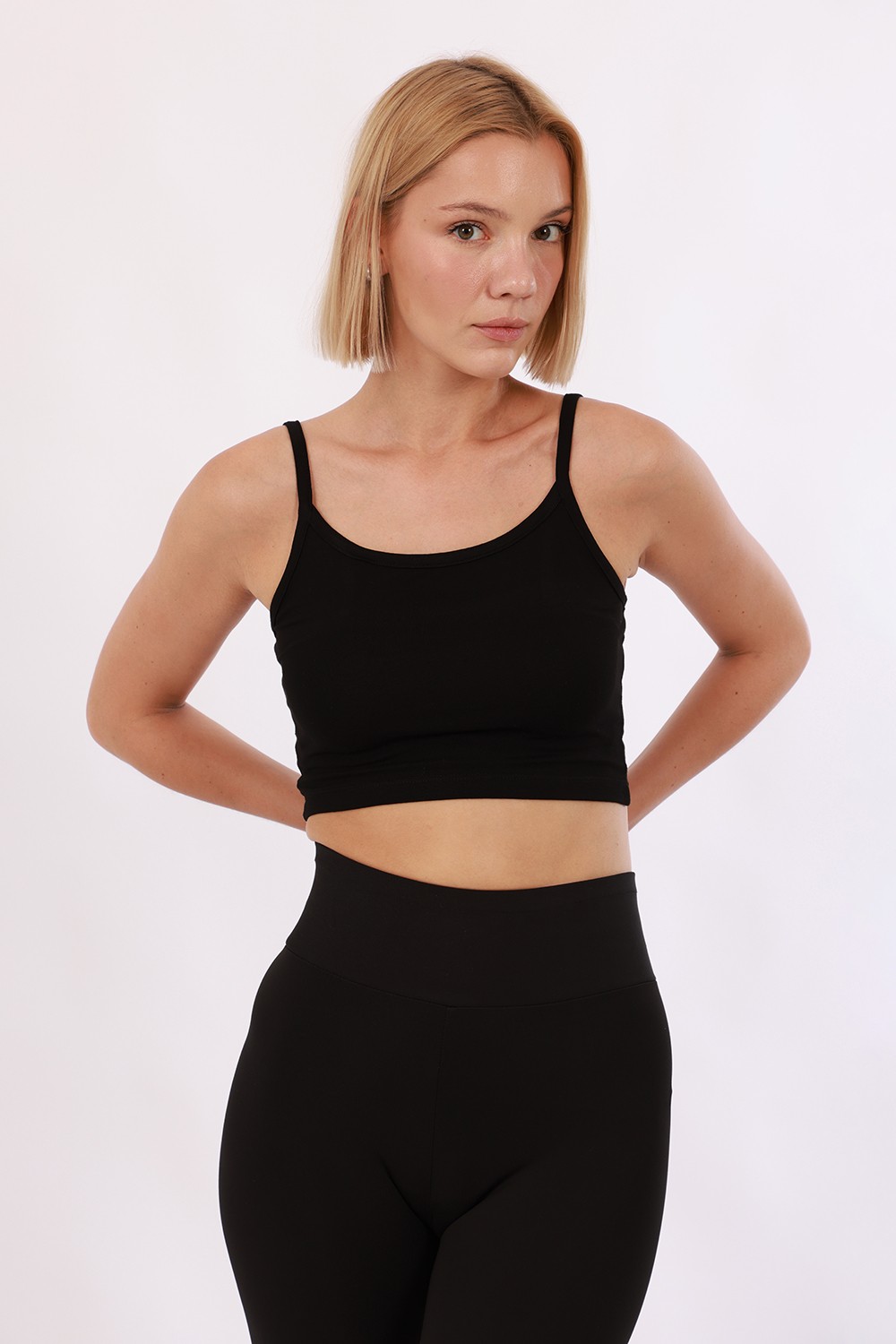 Kadın Askılı Crop - Siyah