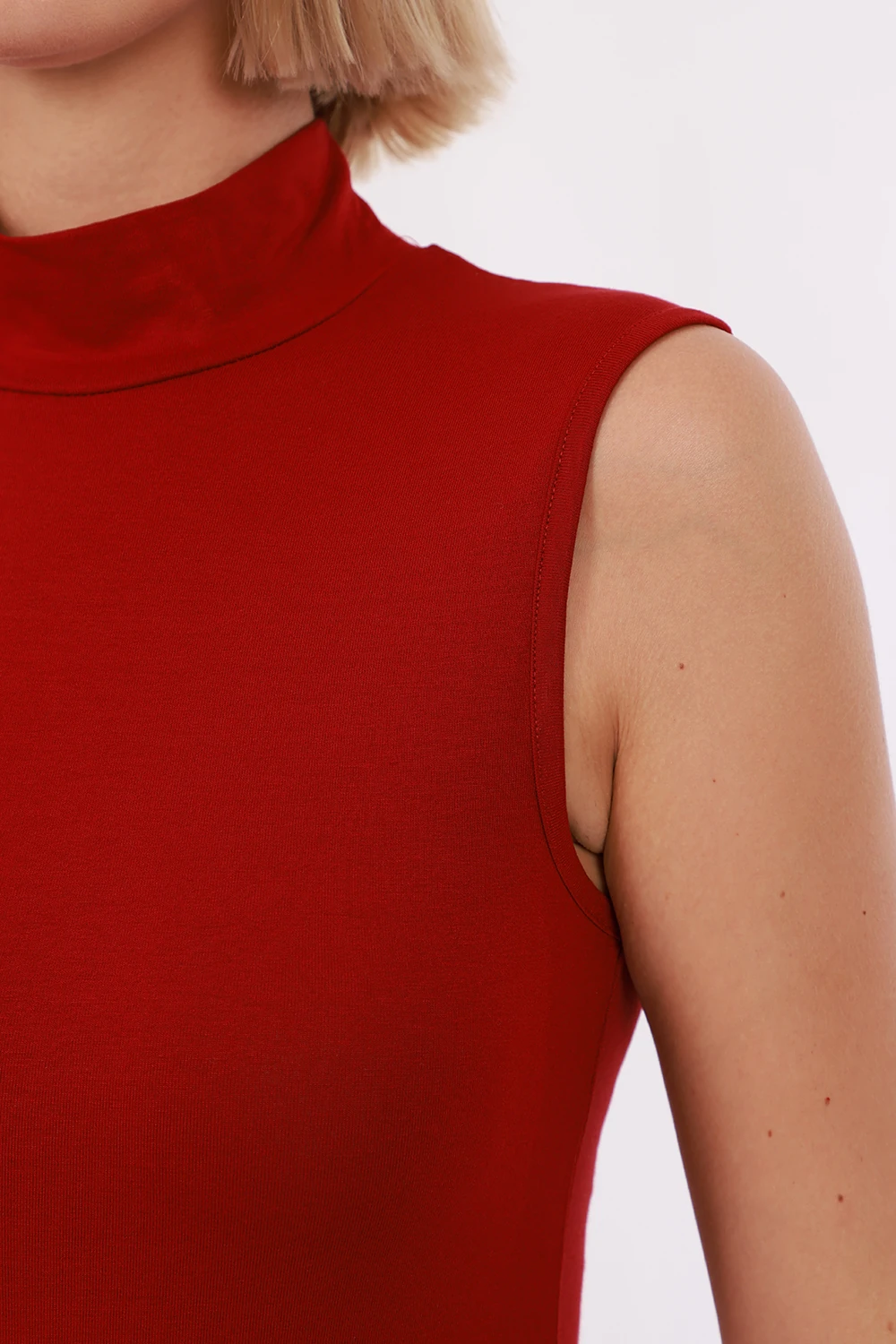 Kadın Kolsuz Bluz - Bordo