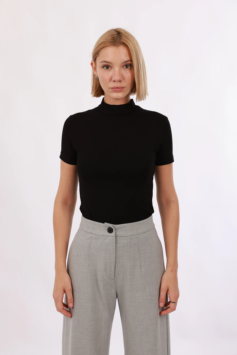 Kadın Kısa Kol Bluz 2'li SET - Siyah, Lacivert