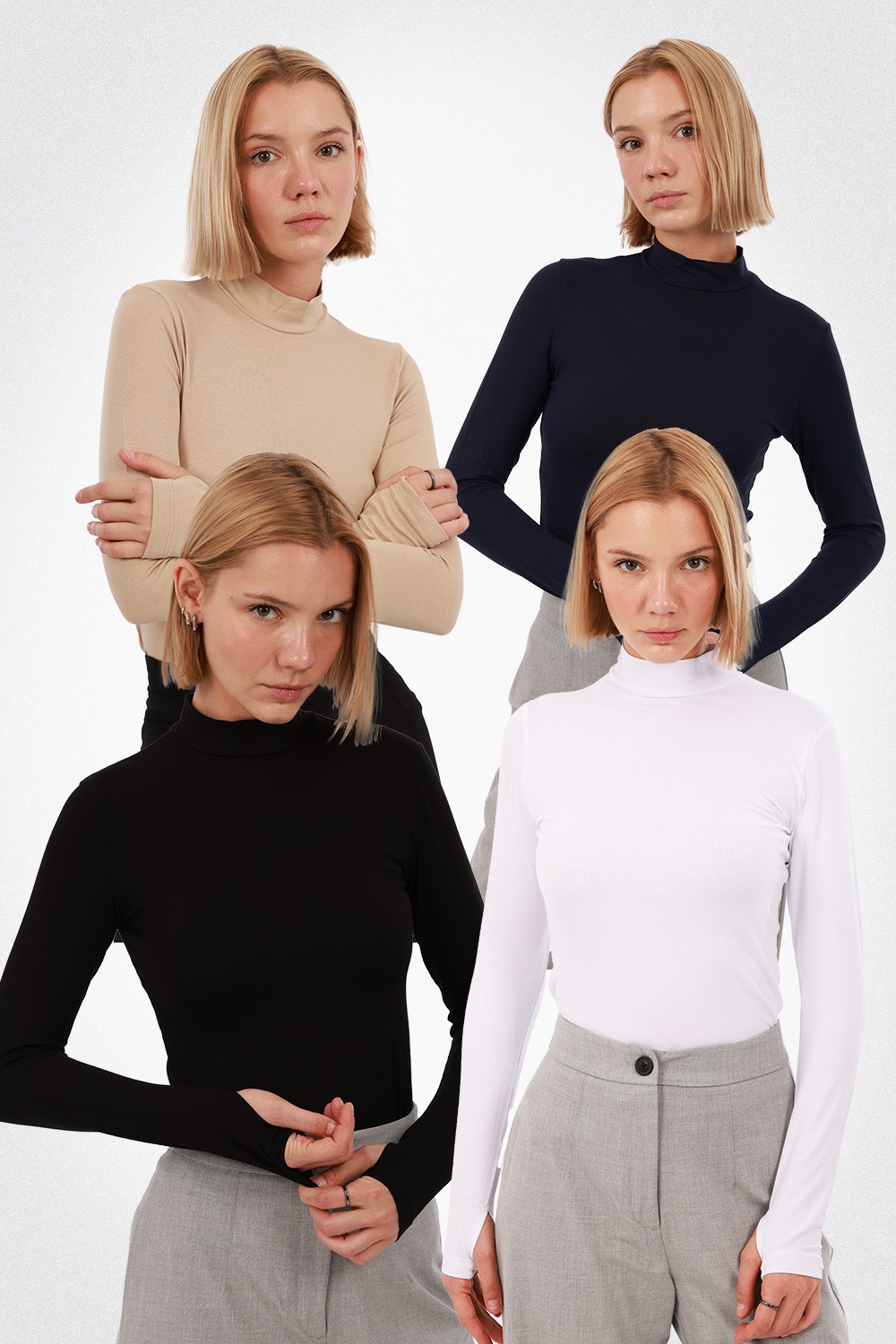 Kadın Parmak Detaylı Body 4’lü Set