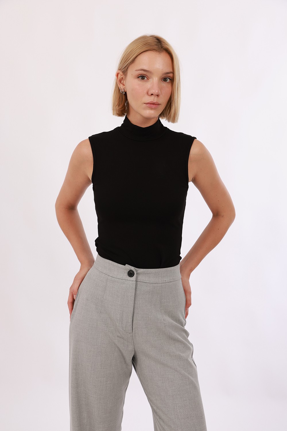 Kadın Kolsuz Bluz 3’lü Set - 3'lü Siyah