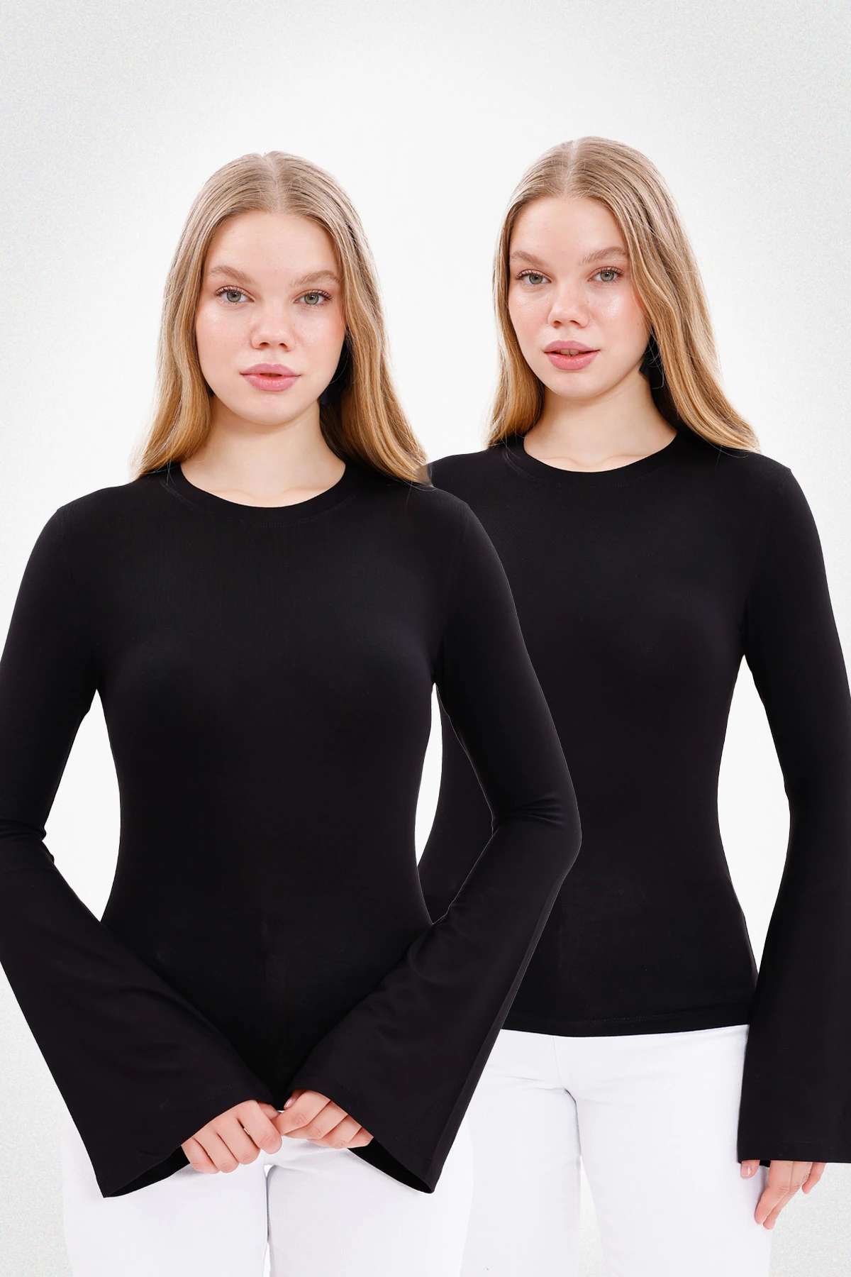 Kadın İspanyol Kol Body 2’li Set - Siyah, Siyah