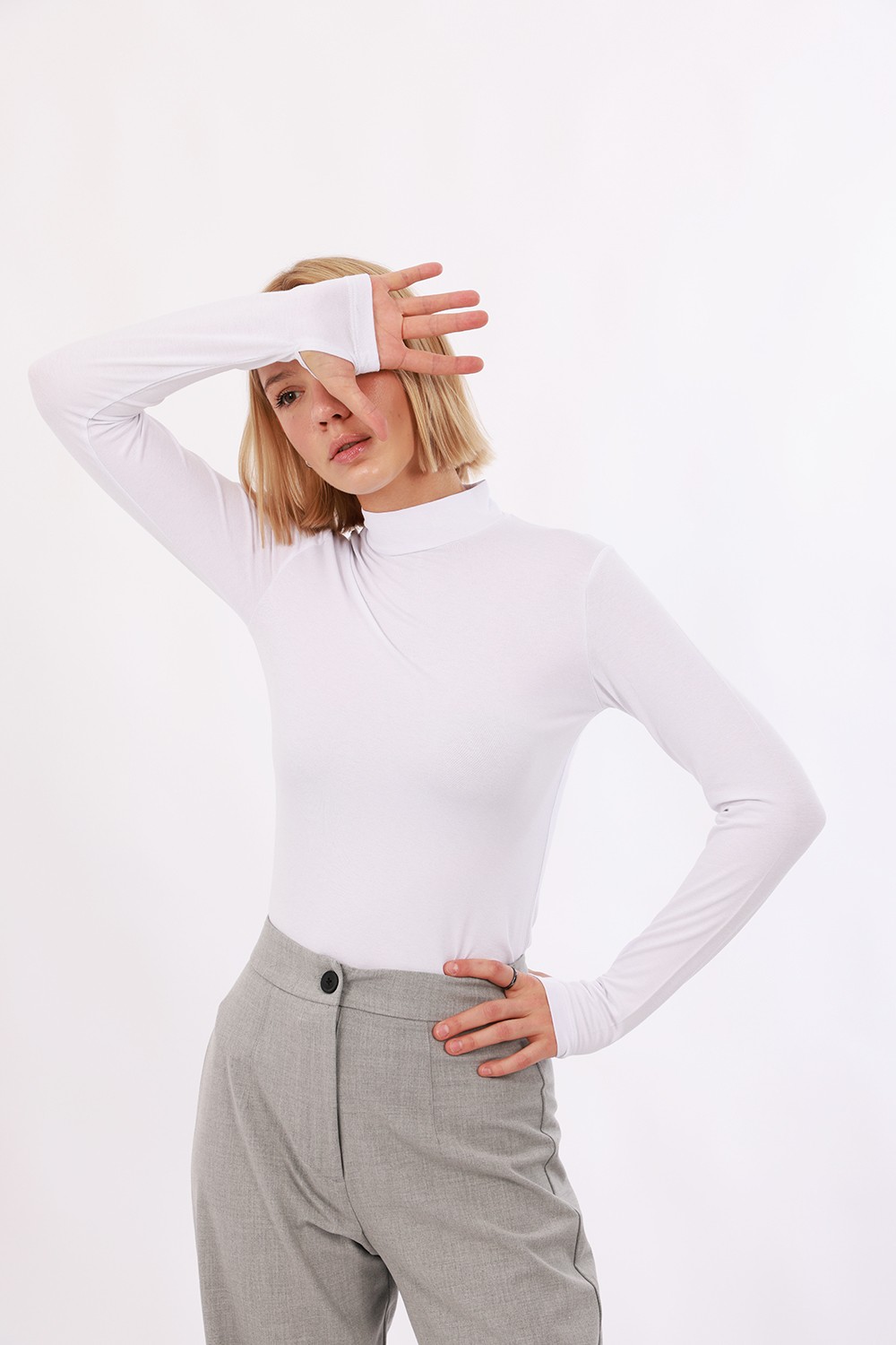 Kadın Parmak Detaylı Body 2’li Set - 2'li Beyaz