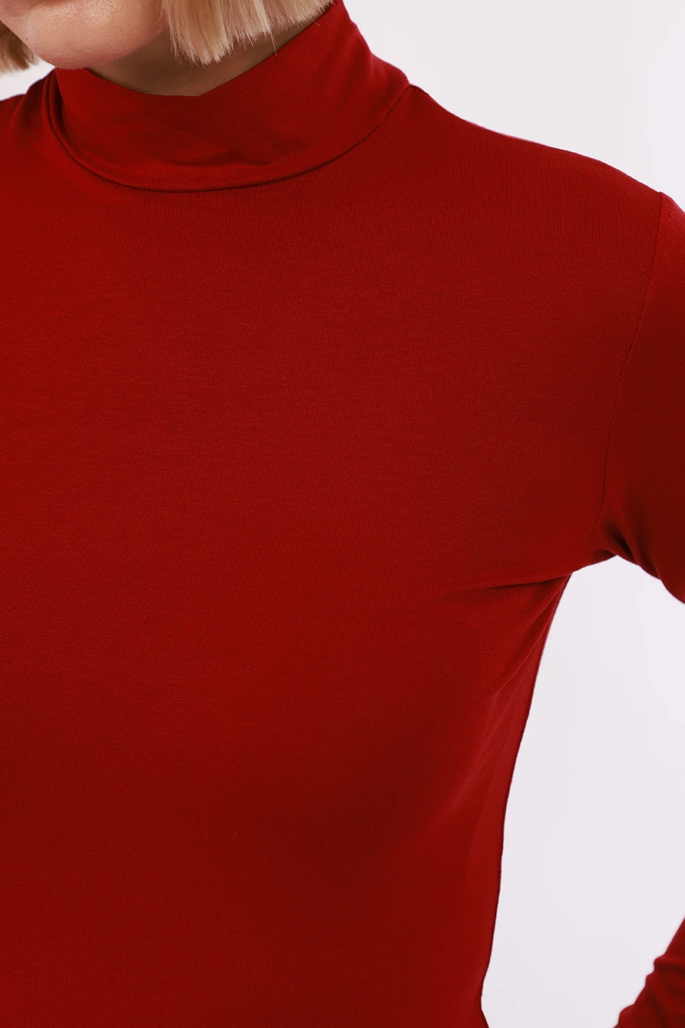 Kadın Uzun Kol Body - Bordo