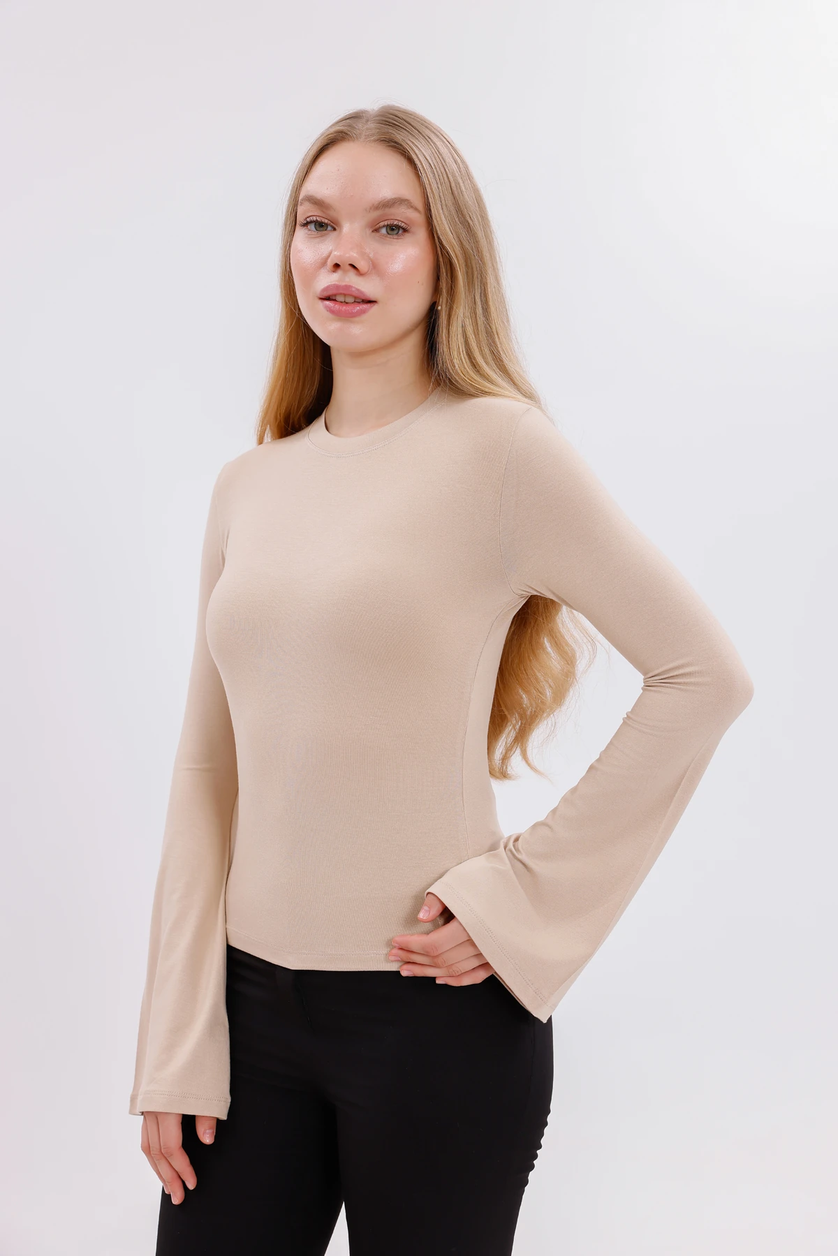 Kadın İspanyol Kol Body - Ekru