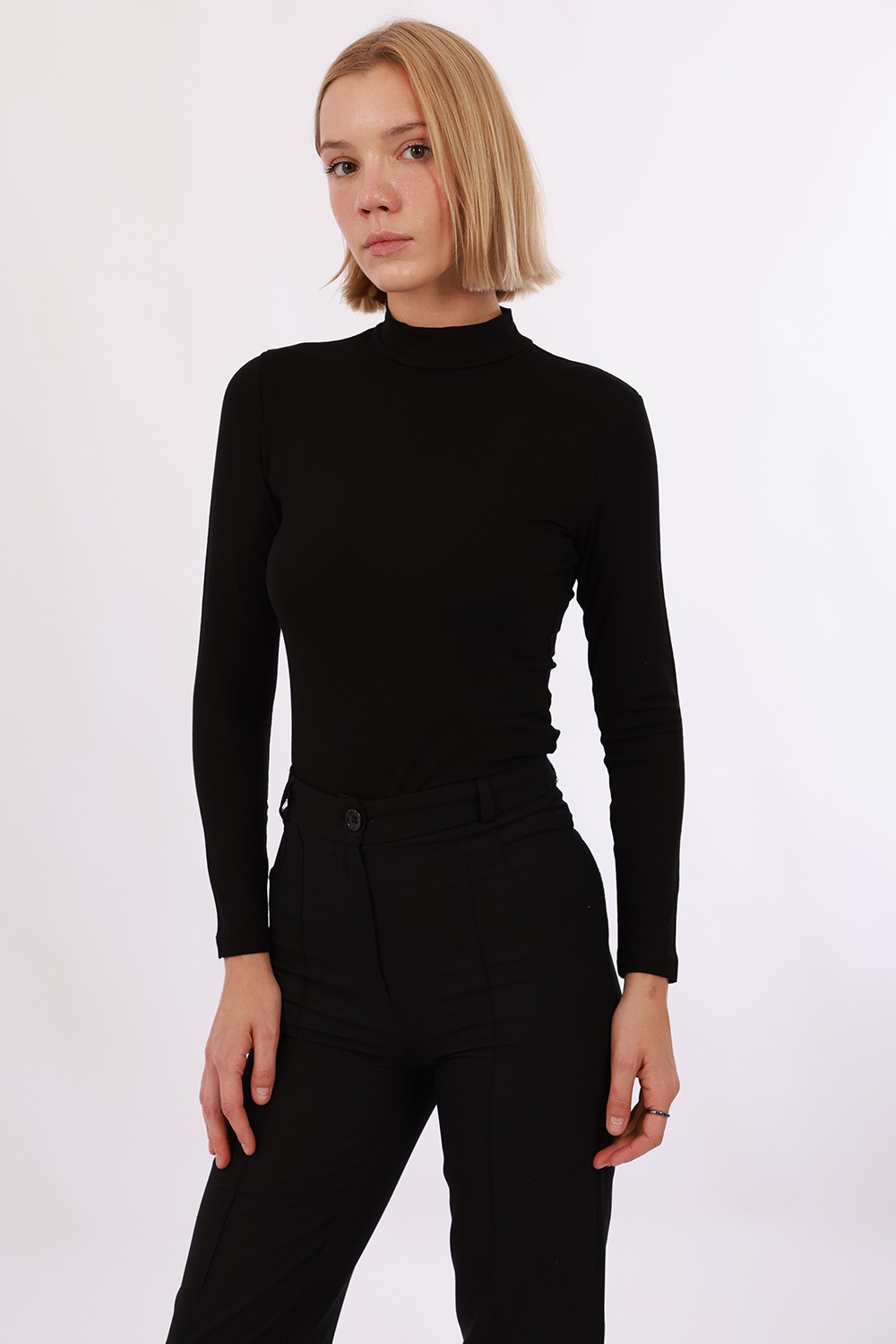 Kadın Uzun Kol Body 2’li Set - Siyah, Beyaz