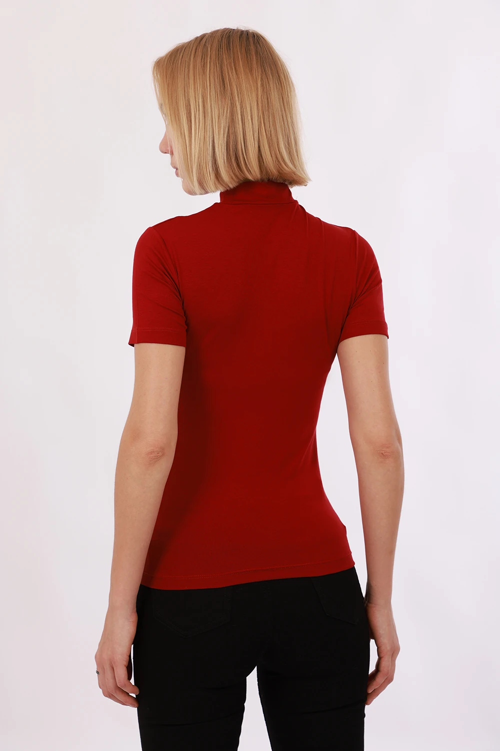Kadın Kısa Kol Bluz - Bordo