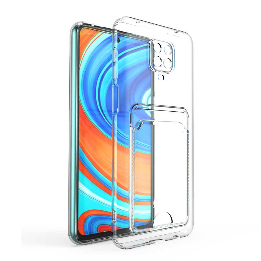 Xiaomi Redmi Note 9 Pro Kılıf Kartlıklı Şeffaf Zore Setra Clear Silikon Kılıf